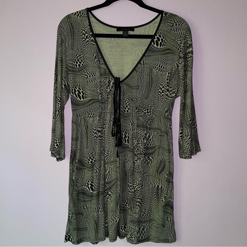 Express Size M Babydoll Blouse Top 3/4 Sleeve Psychedelic Festival Y2K